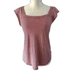 Loft Womens Red & White Striped Cap Sleeve Top Size SP